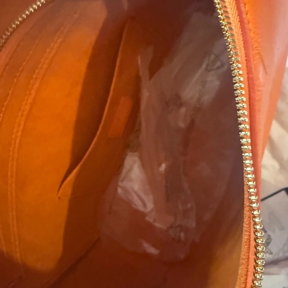 MCM Orange Leather Women's Bag midsized luxury high end statement‎ piece upscale